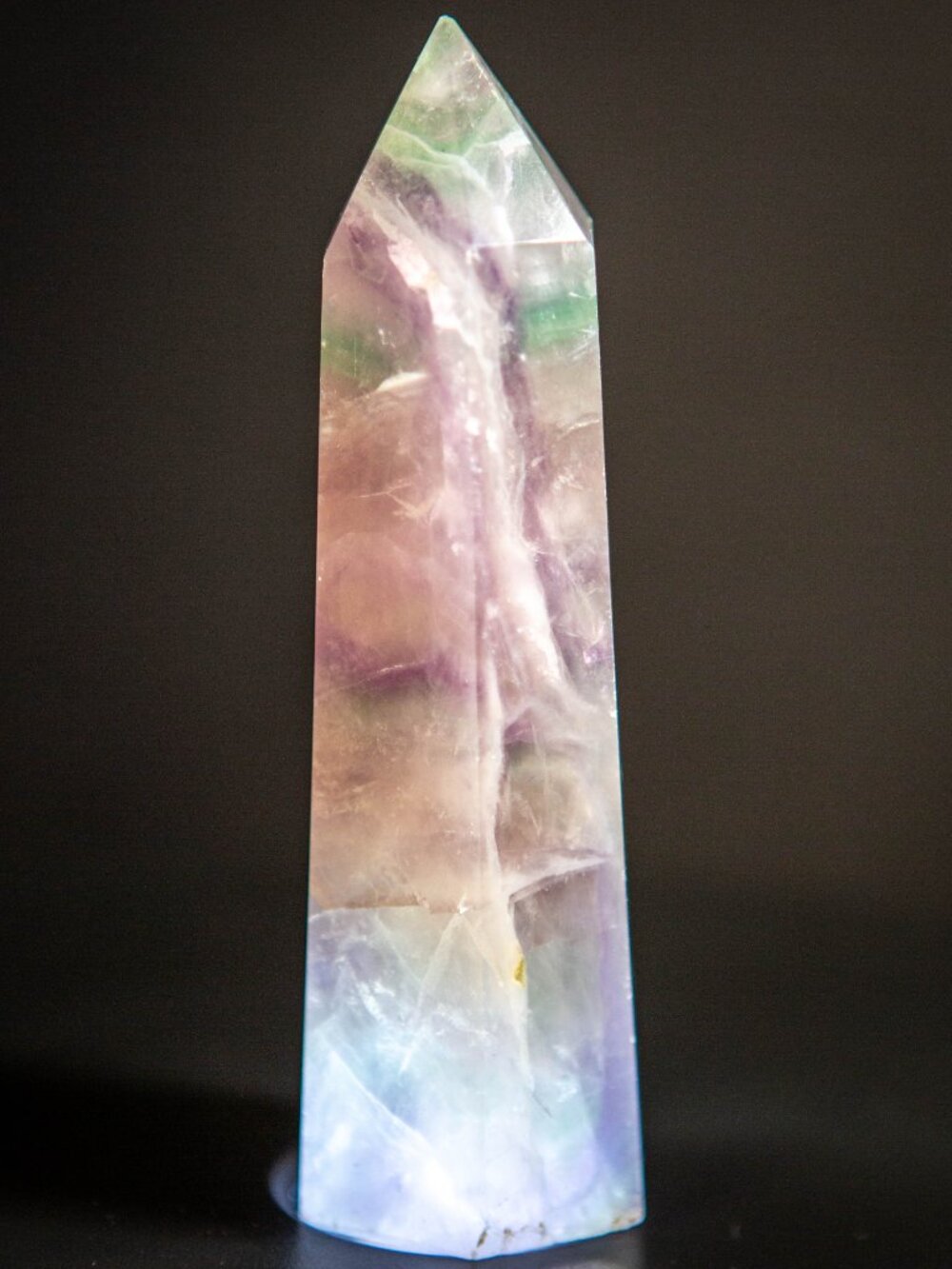 4.3" Rainbow Fluorite Tower | Natural Purple Green Crystal Point | Polished - Picture 8 of 8